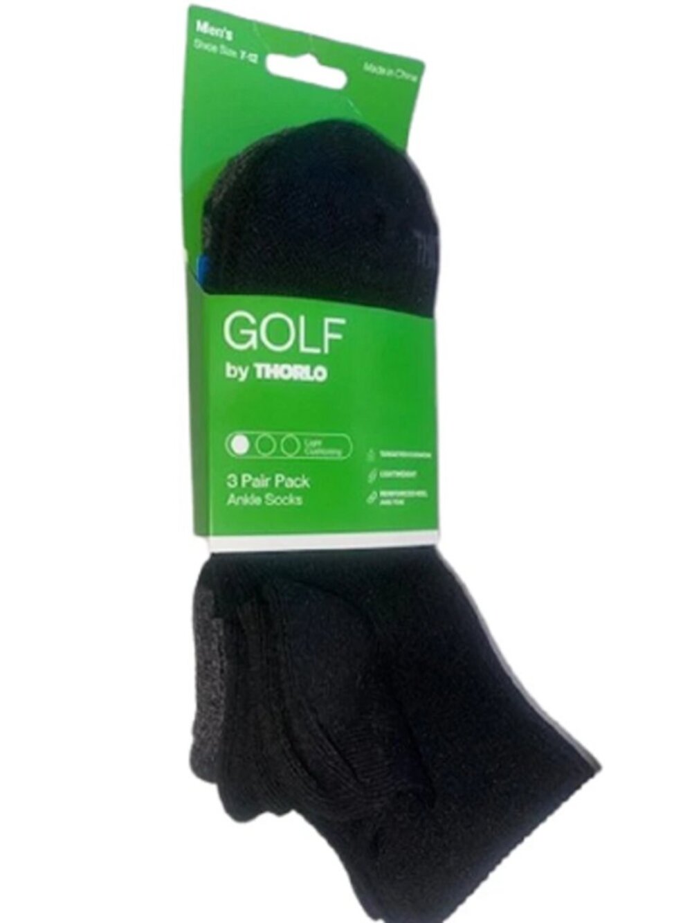 Golf by Thorlo 3 Pair Men's Black Ankle Golf Socks